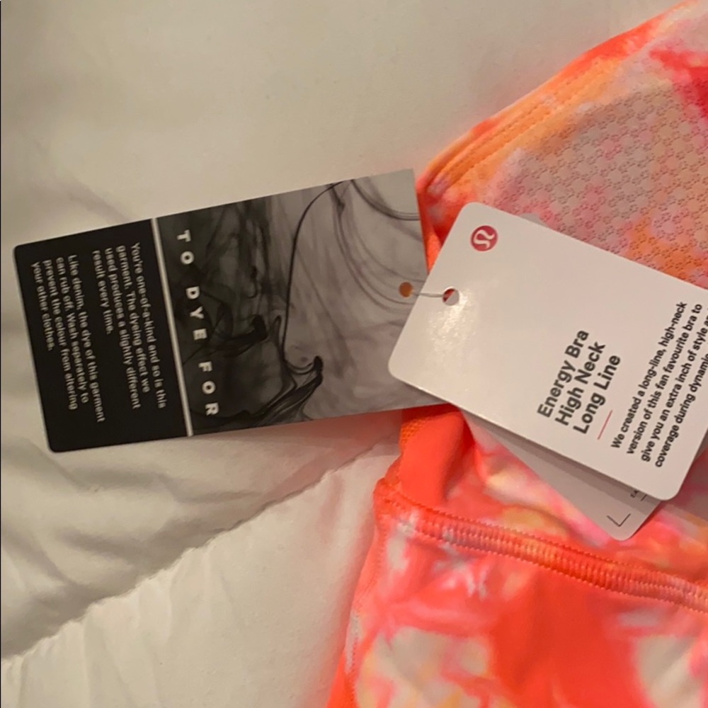 SOLD NWT RARE Lululemon Energy Bra Tie Dye Orange - Picture 3 of 4